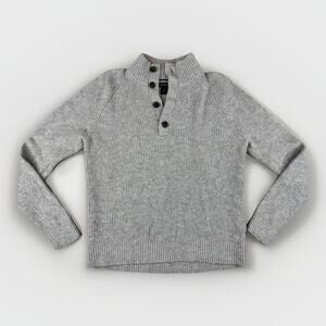 Banana Republic Wool Blend Henley Sweater Men’s Large Gray Italian Yarn Preppy